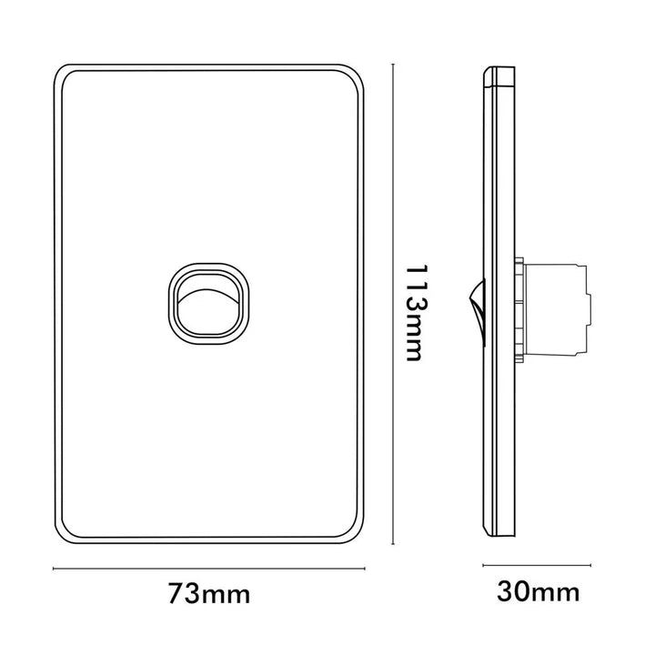 1 Gang Vertical Light Switch Black