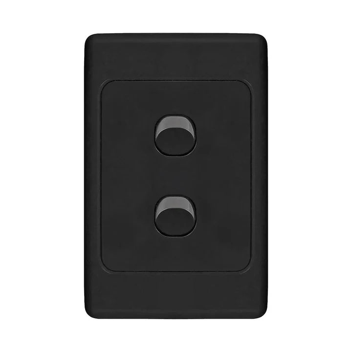 2 Gang Vertical Light Switch Black