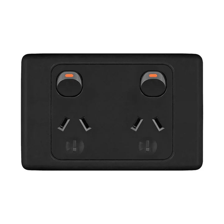 Double Pole 10A Double GPO PowerPoint Black
