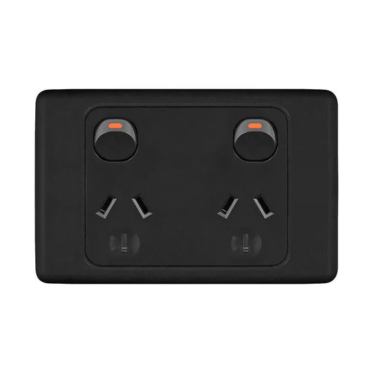 Double Pole 10A Double GPO PowerPoint Black