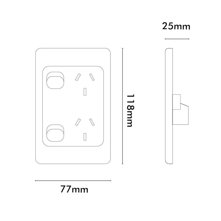 Double Pole 10A Double GPO PowerPoint Vertical Black