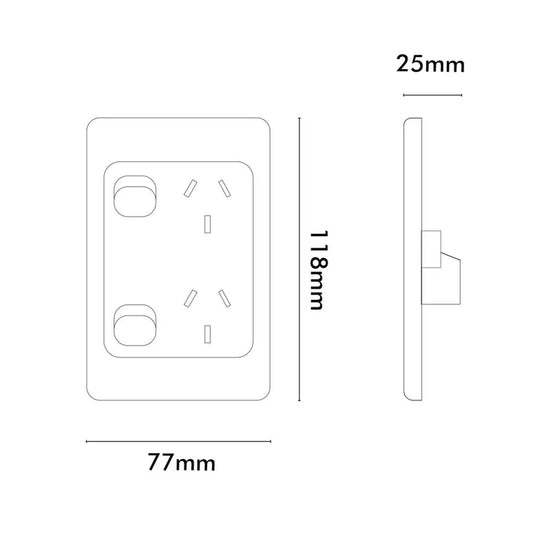 Double Pole 10A Double GPO PowerPoint Vertical Black