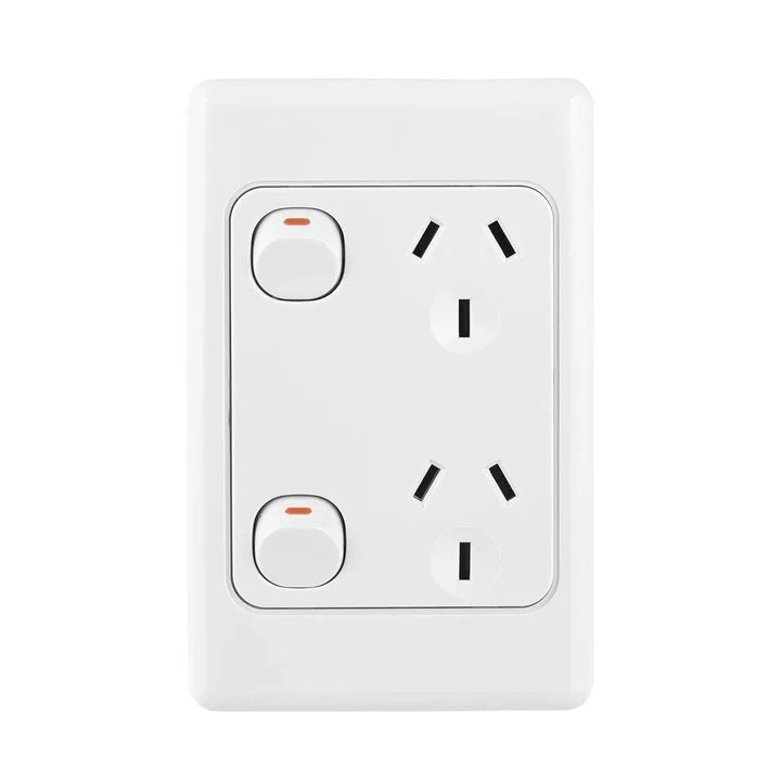 Double Pole 10A Double GPO PowerPoint Vertical White