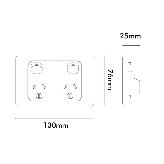 Double Pole 10A Double GPO PowerPoint Black