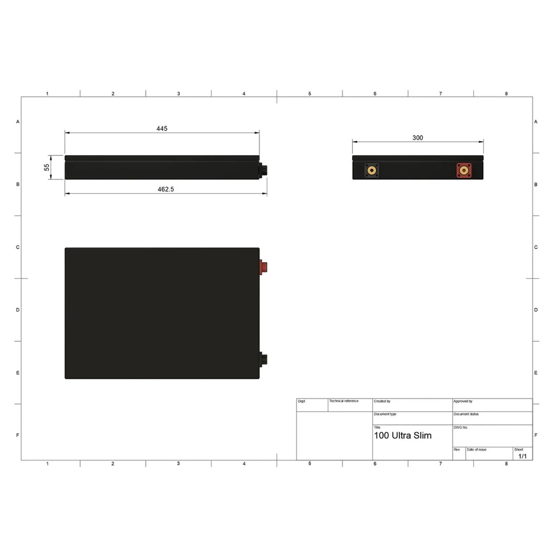 Shervey S3 Ultra Slim LiFePO4 Battery 12V 100AH
