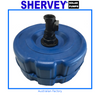 A blue damn float kit with a black poly fitting